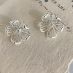 ear-piercing-jewelry-hollow-flower-ear-studs-3 sliver earrings