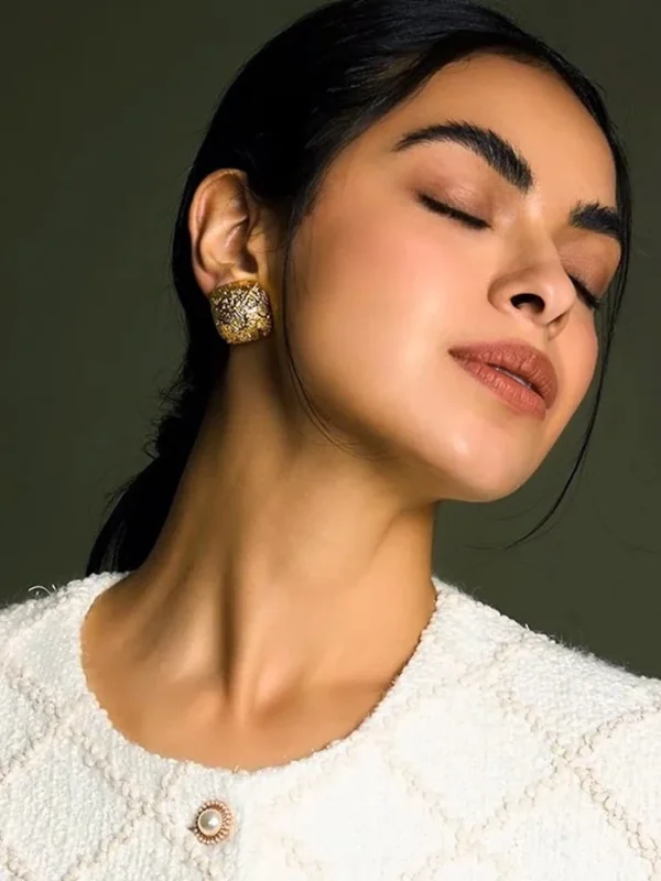 ear-piercing-jewelry-lave-texture-ear-studs-3 gold earrings