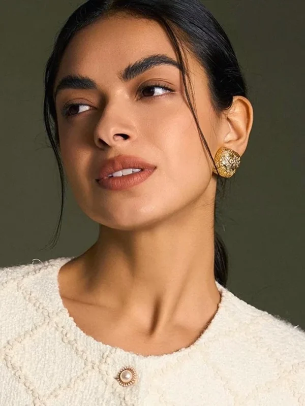 ear-piercing-jewelry-lave-texture-ear-studs-4 gold earrings
