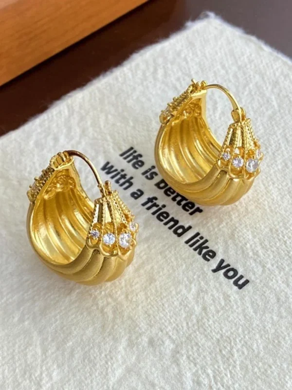 ear-piercing-jewelry-retro-brushed-ear-studs-4 gold earrings