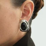 ear-piercing-jewelry-sliver-obsidian-ear-studs-1 vintage earrings