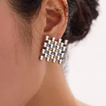 enamel-earrings-square-weaving-1 vintage earrings