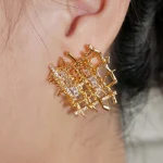 gold-diamond-earrings-braided-zircon-1 diamond ear studs