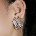 gold-diamond-earrings-braided-zircon-2 diamond ear studs