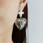 heart-cross-asymmetry-sliver-earrings-1 heart shaped earrings