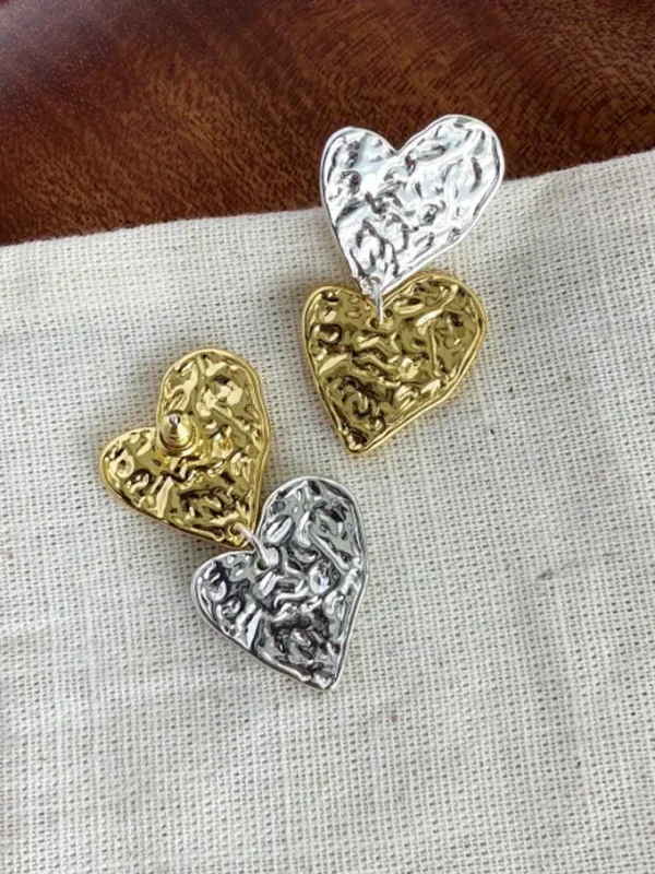 heart-shaped-earrings-gold-and-sliver-4 cute earrings