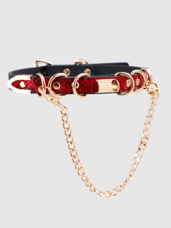 subculture-collar-snake-pattern-with-chain-choker-2 gethic collar