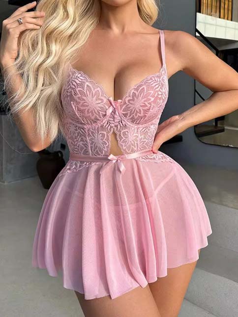 cute-lingerie-pink-babydoll-dress-3 babydoll lingerie dress