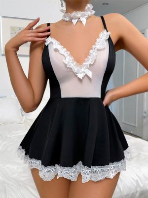 maid-cosplay-deep-v-dress-3 maid costumes