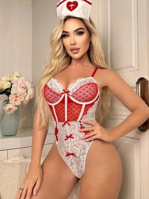 nurse-costumes-lingerie-red-jumpsuit-2 nurse cosplay lingerie
