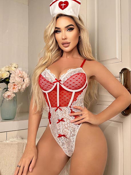 nurse-costumes-lingerie-red-jumpsuit-2 nurse cosplay lingerie