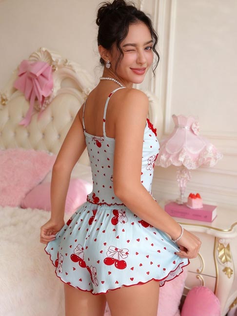 cotton-sleepwear-bow-cherry-pants-set-5 womens loungewear