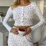 cotton-sleepwear-long-sleeve-bows-set-1 womens loungewear