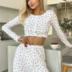 cotton-sleepwear-long-sleeve-bows-set-6 womens loungewear