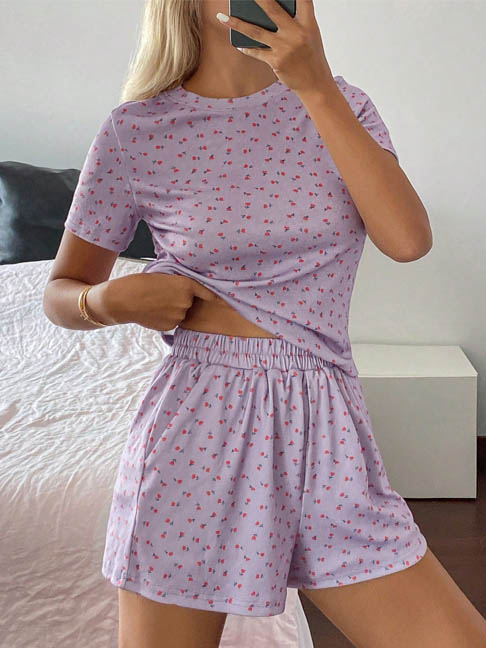 cotton-sleepwear-roses-pattern-set-6 womens loungewear