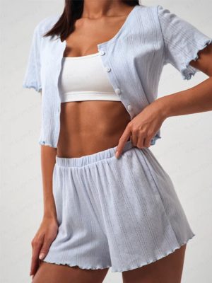 pajamas-set-top-shorts-sleepwear-suit-3 womens loungewear