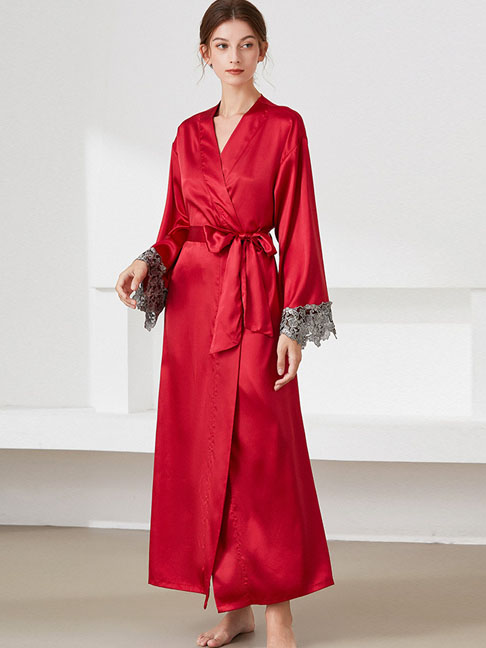 women's nightgown-lace-cuff-4 women silk robe