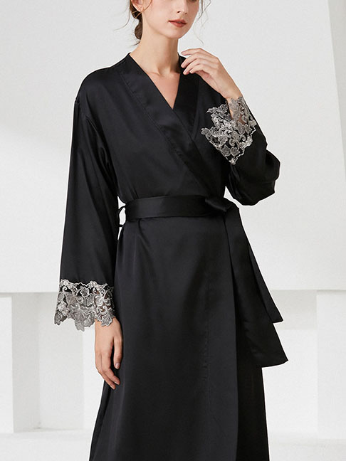 women's nightgown-lace-cuff-5 women silk robe