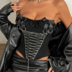 lace-edged-black-corset-top-4 club outfit