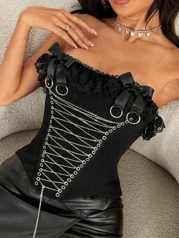 lace-edged-black-corset-top-5 club outfit
