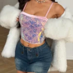 pink-glitter-strap-top-1 club outfit