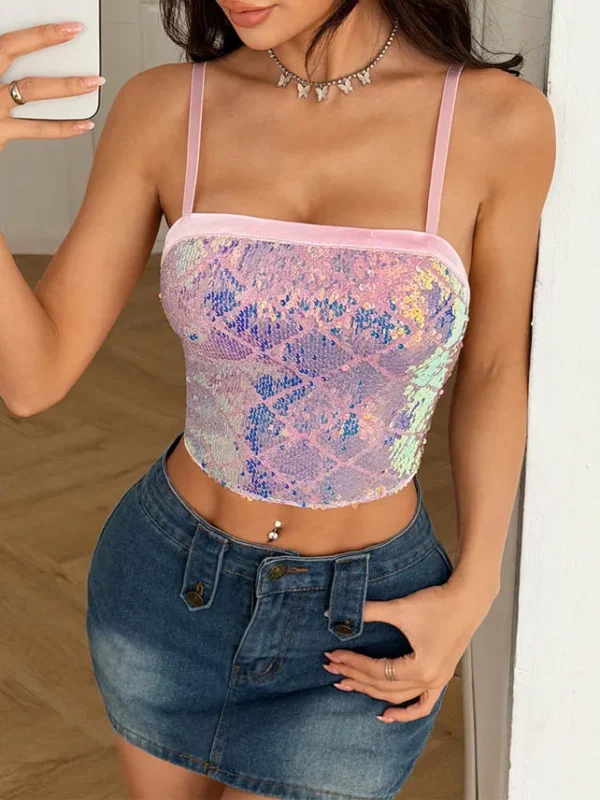 pink-glitter-strap-top-4 club outfit