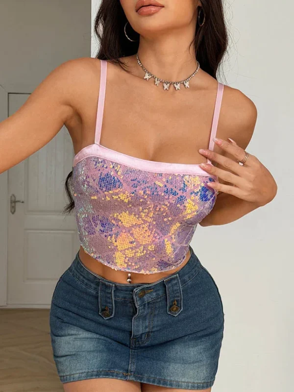 pink-glitter-strap-top-5 club outfit