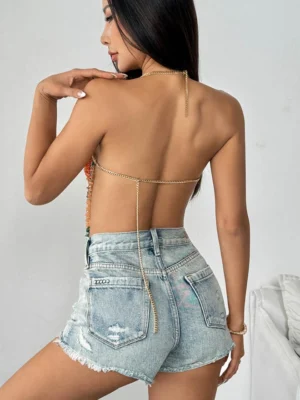Girl wear jewelry beaded bra