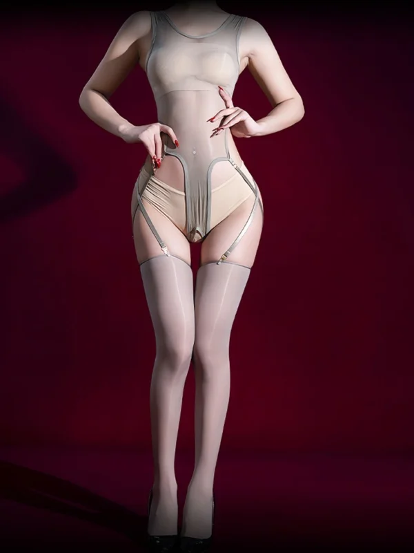 sexy-bodystocking-high-slit-suspender-stocking-12 women's sexy high-slit bodystocking with detachable suspender garter straps sheer bodysuit lingerie