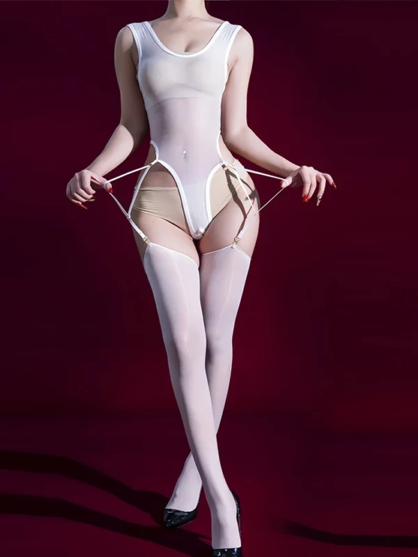 sexy-bodystocking-high-slit-suspender-stocking-7 women's sexy high-slit bodystocking with detachable suspender garter straps sheer bodysuit lingerie