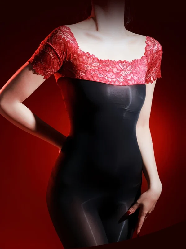 sexy-bodystocking-off-shoulder-stocking-5 women's sexy off-shoulder bodystocking sheer lace bodysuit with ruffled neckline hosiery lingerie