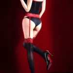 sexy-bodystocking-tube-top-suspender-stocking-2 women's sexy tube top bodystocking with suspender garter straps and strapless design sheer bodysuit lingerie