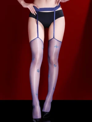 sexy-garter-stocking-suspender-butterflies-stockings-4 women's cute suspender seamless sheer stockings with butterflies pattern hosiery lingerie set