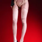 sexy-garter-stocking-suspender-jacquard-stockings-7 women's sexy suspender stockings with jacquard pattern and garter belt intricate lace-top thigh-highs hosiery lingerie set