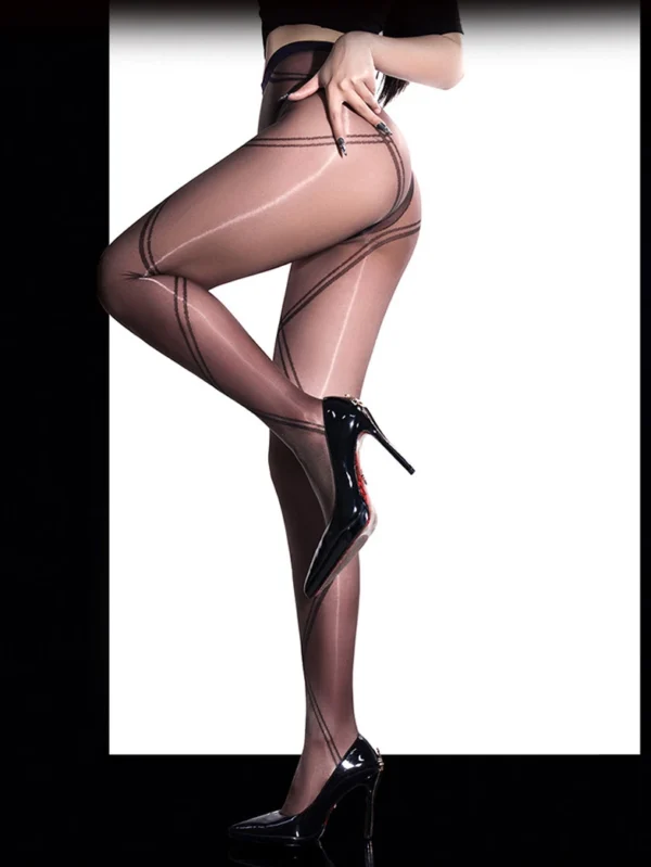sexy-stockings-cross-lines-pantyhose-4 Women's sexy cross lines pantyhose geometric criss-cross pattern sheer tights