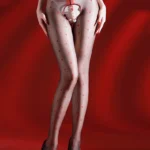 sexy-stockings-dots-open-crotch-pantyhose-1 Polka dot pantyhose with open-crotch and pearl chain crotchless sheer hosiery with elegant pearl bead accent