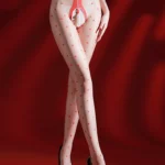 sexy-stockings-dots-open-crotch-pantyhose-5 Polka dot pantyhose with open-crotch and pearl chain crotchless sheer hosiery with elegant pearl bead accent