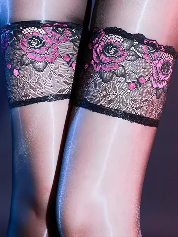 sexy-stockings-lace-rose-sheer-stockings-8 Black lace rose sheer stockings for women sexy lingerie hosiery