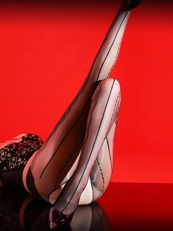 sexy-stockings-line-jacquard-pantyhose-6 Women's sexy line jacquard pantyhose delicate woven striped pattern sheer tights with textured design