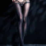 sexy-stockings-perspective-lace-pantyhose-1 women's sexy sheer lace pantyhose with see-through lace at waist and hips hosiery lingerie