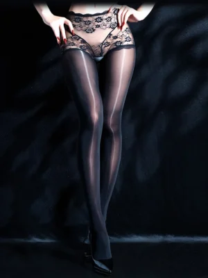 sexy-stockings-perspective-lace-pantyhose-1 women's sexy sheer lace pantyhose with see-through lace at waist and hips hosiery lingerie