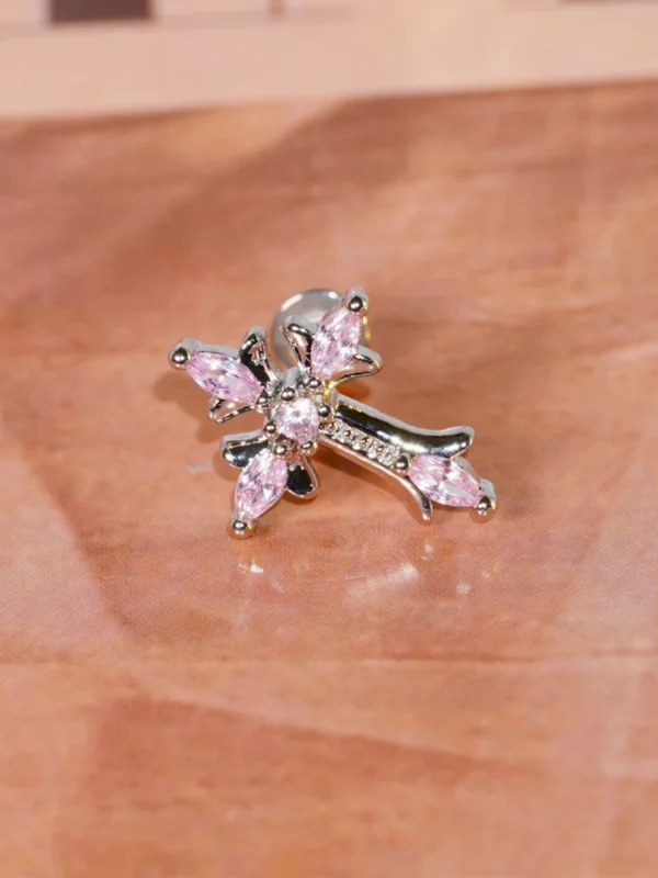 body-jeweller-cross-piercing-stud-3 Sparkling diamond cross vintage lip piercing stud