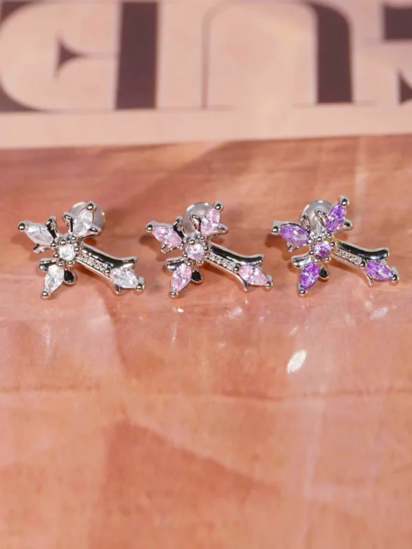body-jeweller-cross-piercing-stud-4 Sparkling diamond cross vintage lip piercing stud