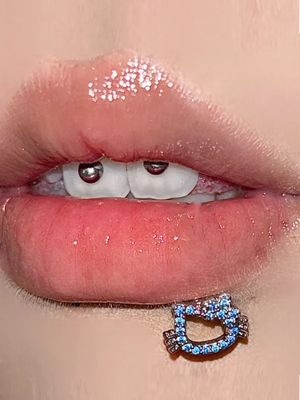 body-jeweller-hi-kitty-lip-piercing-stud-1 Bubbleoo cute kitty sparkling lip piercing stud with gems