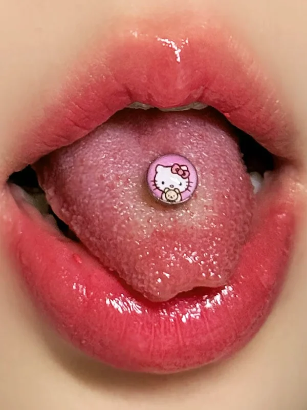 body-jewellery-kitty-tongue-stud-1 Cute sparkling kitty tongue stud piercing | Bubbleoo
