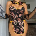 exotic-lingerie-black-cheongsam-dress-1 Exotic qipao lingerie with high cut and cutout